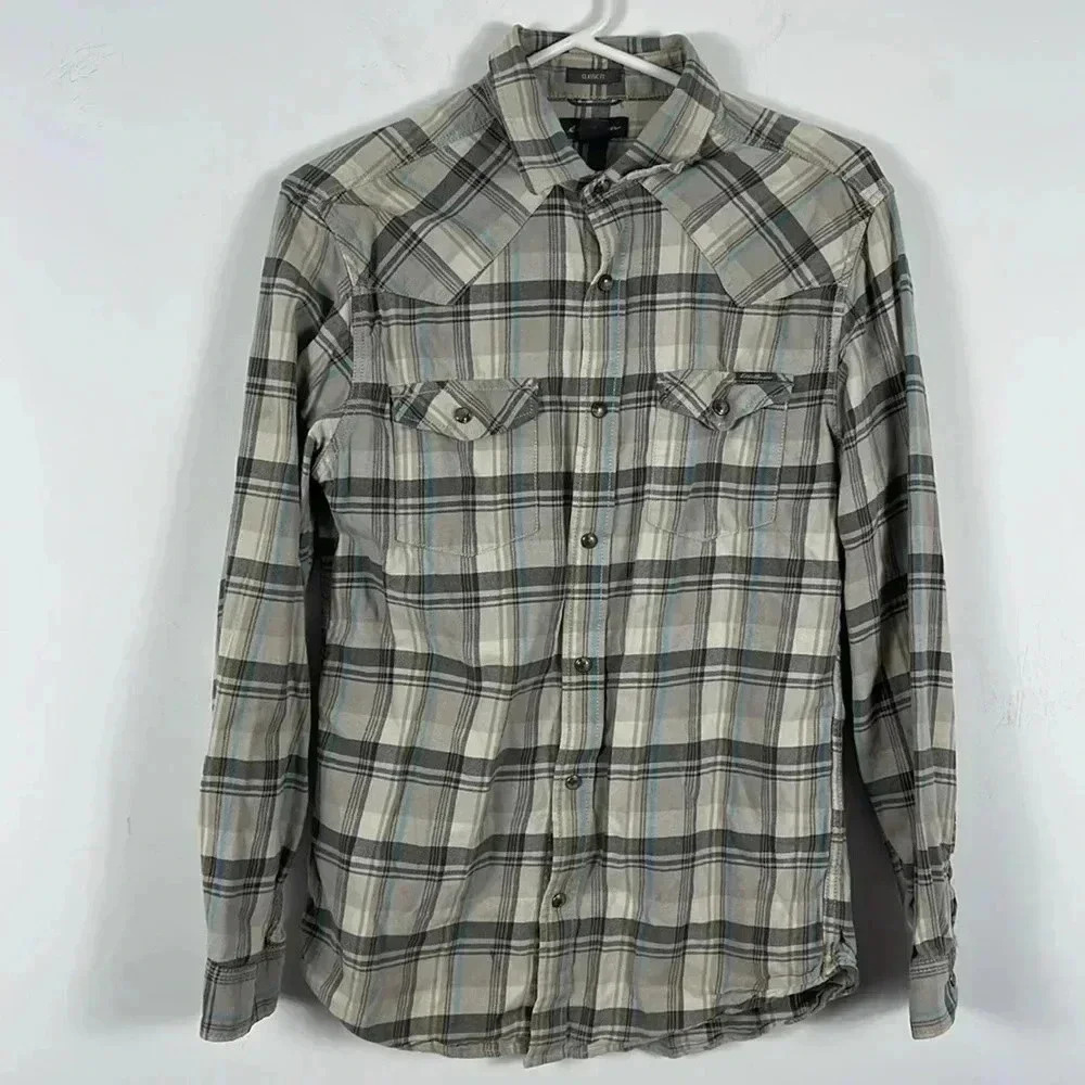 ❤️ Eddie Bauer snap button men Shirt S